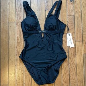 Calvin Klein Black Cutout One Piece Swimsuit